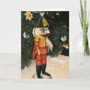Vintage Nutcracker Under Christmas Tree Card