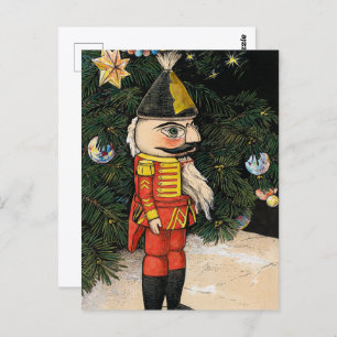 Vintage Nutcracker Under Christmas Tree Postcard