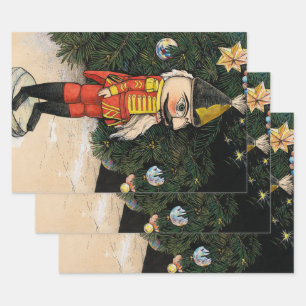 Vintage Nutcracker Under Christmas Tree Wrapping Paper Sheet