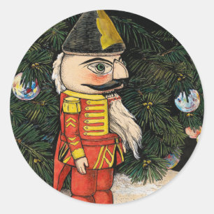 Vintage Nutcracker Under the Christmas Tree Classic Round Sticker