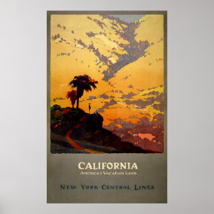 Vintage NY Central Lines California Travel Poster