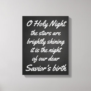 Vintage O Holy Night   Chalkboard Christmas Script Canvas Print