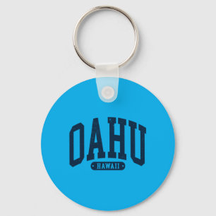 Vintage Oahu Hawaii Souvenir Arched Text Mens Key Ring