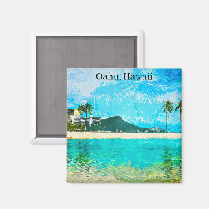 Vintage Oahu Hawaii Travel Island Paradise Magnet