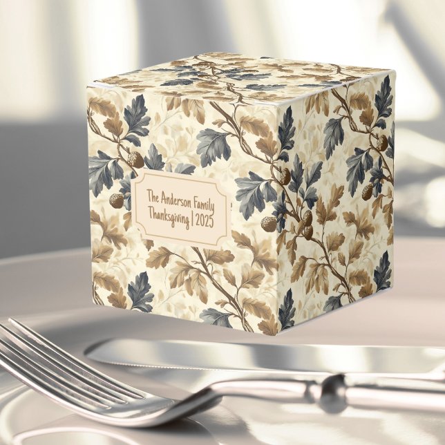 Vintage Oak Leaf Blue and Gold Favour Box (Creator Uploaded)