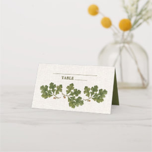 Vintage Oak Leaves Burlap Texture Wedding  Place Card