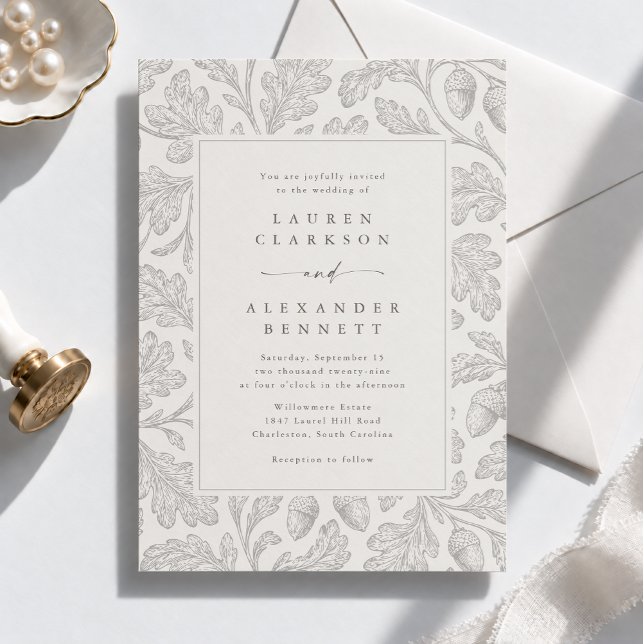 Vintage Oak Pattern Wedding Invitation (Creator Uploaded)