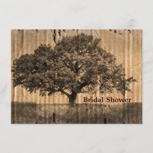 vintage oak tree bridal shower tea party invitation
