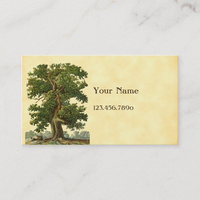 Vintage Oak Tree Custom Business Card (Front)