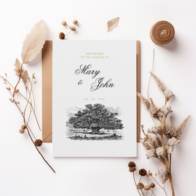 Vintage Oak Tree Elegant Save the Date Invitation (Creator Uploaded)
