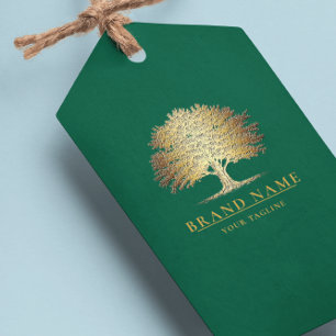 Vintage Oak Tree Logo QR Code Hang Tags W/String