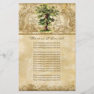 Vintage Oak Tree of Life Swirl Etchings Parchment