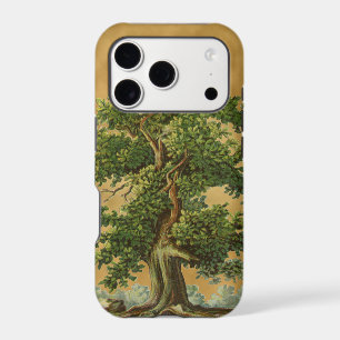 Vintage Oak Tree on Faux Parchment iPhone Case