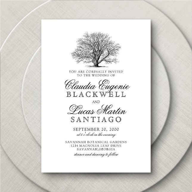 Vintage Oak Tree Southern Wedding Invitation (Creator Uploaded)
