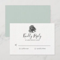 Vintage Oak Tree Wedding RSVP card