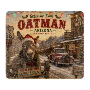 Vintage Oatman Christmas Route 66 Burro Cutting Board