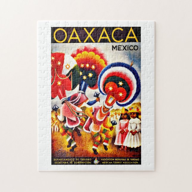 Vintage Oaxaca Dance Festival Mexico Travel Jigsaw Puzzle (Vertical)