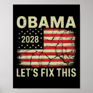 Vintage Obama 2028 Funny Political Patriotic Elect Poster