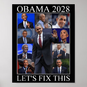 Vintage Obama 2028 Funny Political Patriotic Elect Poster