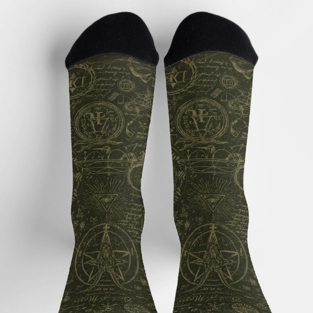 Vintage Occult Alchemy Symbols Gothic Esoteric  Socks (Top)