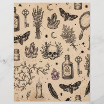 Vintage Occult Skull & Moth Scrapbook Paper