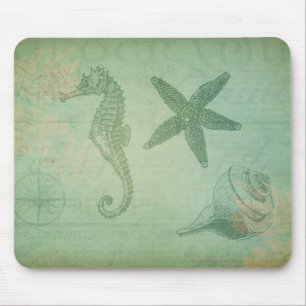 Vintage Ocean Animals and Seashells Mouse Mat
