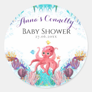 Vintage Ocean baby Octopus colourful Classic Round Sticker