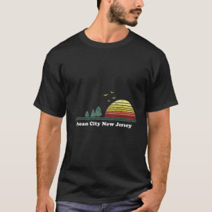Vintage Ocean City New Jersey Sunset Souvenir Prin T-Shirt