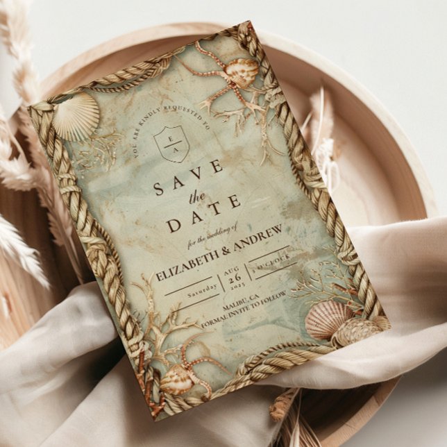 Vintage Ocean Depths Nautical Wedding Save The Date (Creator Uploaded)
