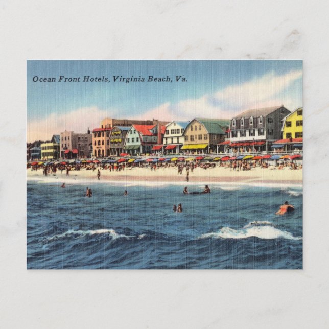 Vintage, Ocean Front Hotels, Virginia Beach, Va Postcard (Front)