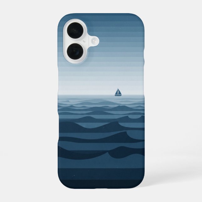 Vintage Ocean Horizon Lines iPhone 16 Case (Back)