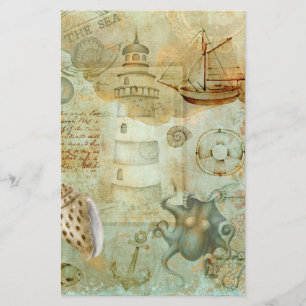 Vintage ocean life decoupage scrapbook paper