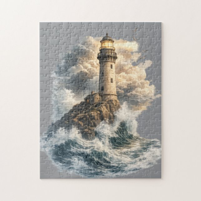 Vintage Ocean Lighthouse Jigsaw Puzzle (Vertical)