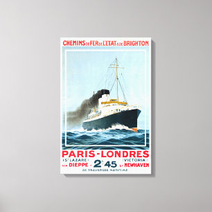 VINTAGE OCEAN LINER PARIS LONDON TRAVEL CANVAS PRINT