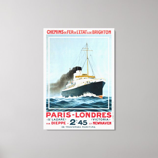 VINTAGE OCEAN LINER PARIS LONDON TRAVEL CANVAS PRINT (Front)