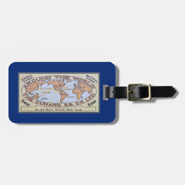 Vintage Ocean Liner Ticket Bag Tag (Front Horizontal)