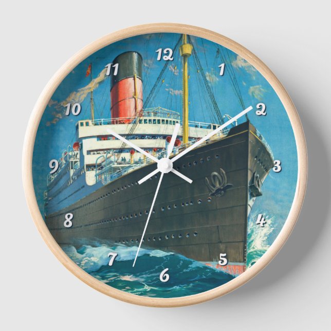 VINTAGE OCEAN LINER TRAVEL CLOCK (Front)