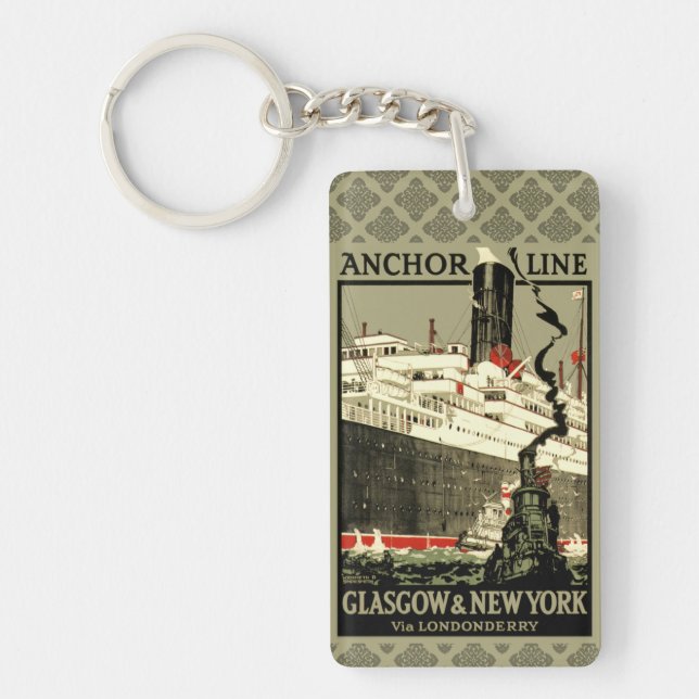 VINTAGE OCEAN LINER TRAVEL KEY RING (Front)