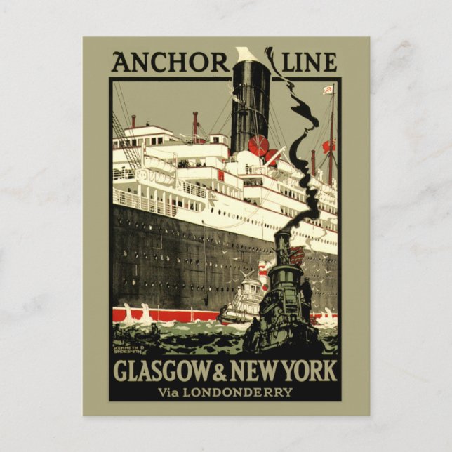 VINTAGE OCEAN LINER TRAVEL POSTCARD (Front)