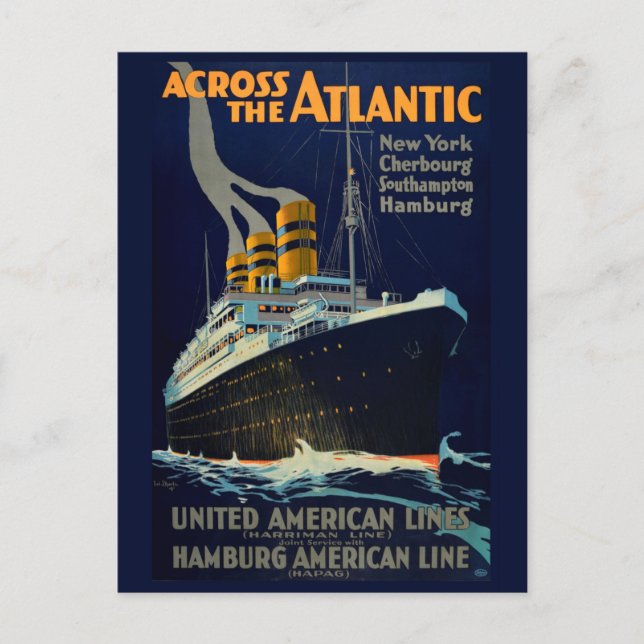 VINTAGE OCEAN LINER TRAVEL POSTCARD (Front)