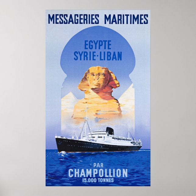 VINTAGE OCEAN LINER TRAVEL POSTER (Front)