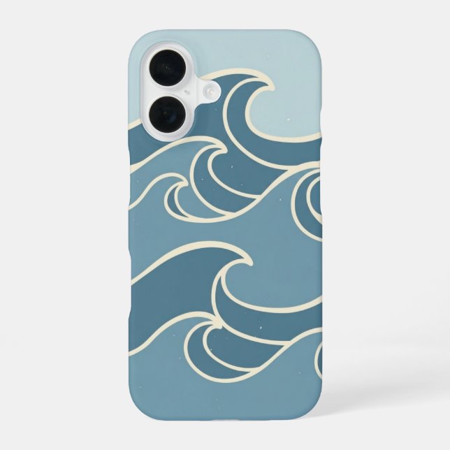 Vintage Ocean Lines iPhone 16 Case (Back)