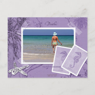 Vintage Ocean Map Collage Purple Photo Frame Postcard
