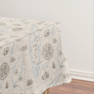 Vintage Ocean Map Pattern Tablecloth