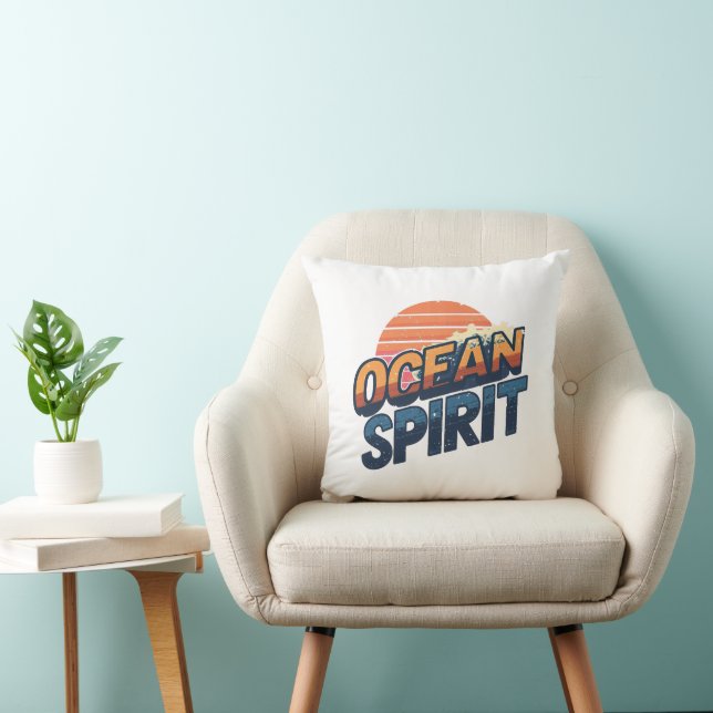 Vintage "Ocean Spirit" Beach Vibe Cushion (Chair)