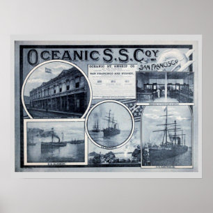 Vintage Oceanic Steamship Company Advertisement Poster