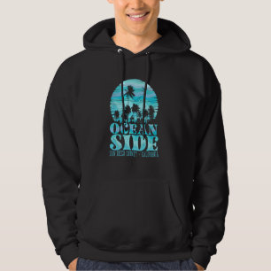 Vintage Oceanside San Diego Palm Trees Surf Vibes Hoodie