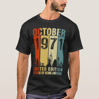 Vintage October 1971 52 Years Old 52nd Birthday T-Shirt