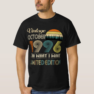 Vintage October 1996 T-Shirt Retro Style Birthday