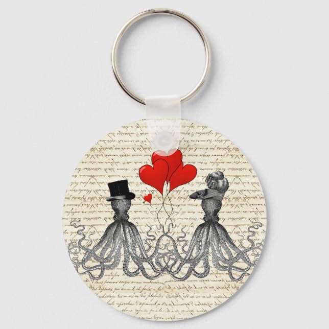 Vintage octopi and hearts key ring (Front)